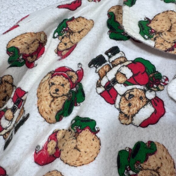Joe Boxer Womens Flannel Christmas Bear Nightshirt Gown Size M Button Down 90's - Picture 2 of 6